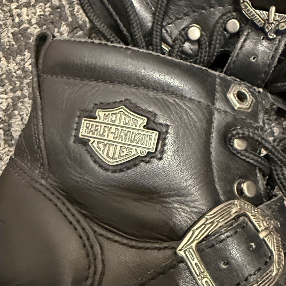 Harley-Davidson Black Leather Lace-Up Boots - Picture 2 of 7